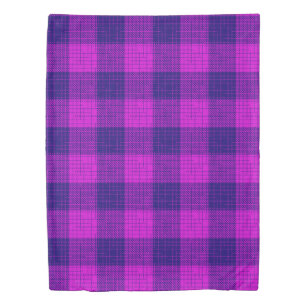 Blue and Purple Crosshatch Checkered Design Duvet Cover