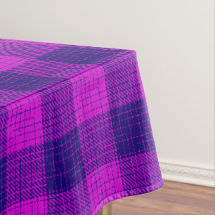 Blue and Purple Crosshatch Checkered Design Tablecloth