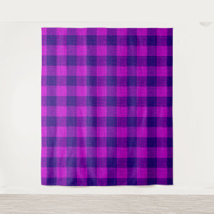 Blue and Purple Crosshatch Checkered Design Tapestry