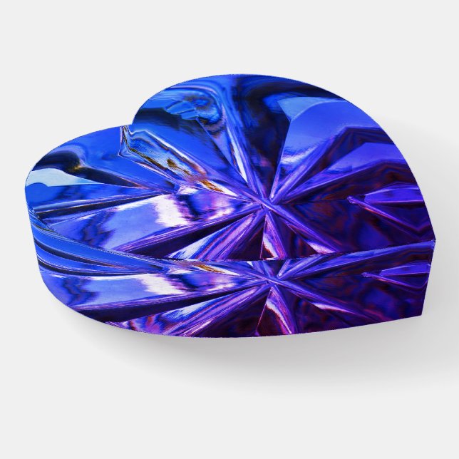 Blue and Purple Crystal Glass Look Paperweight (Angled)