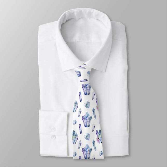 Blue and Purple Crystals Neck Tie (Tied)