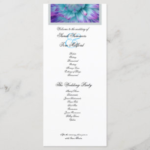 Blue and Purple Dahlia Lace Accent Wedding Program