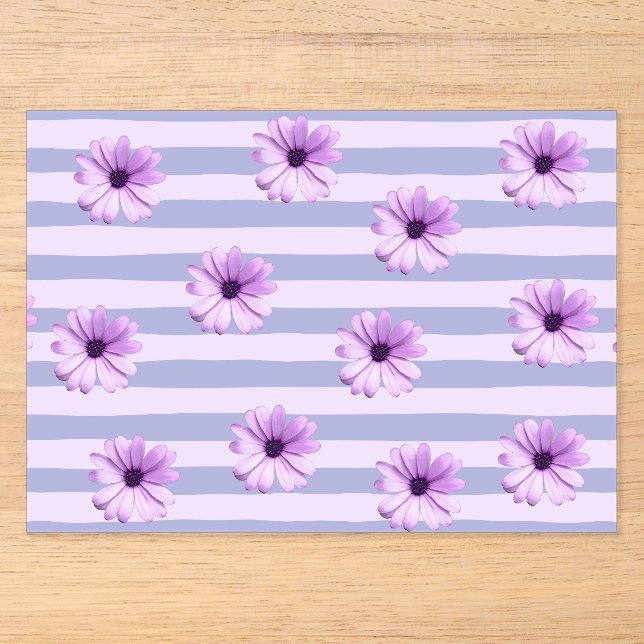 Blue and Purple Daisy Pattern Acrylic Invitations (Front)