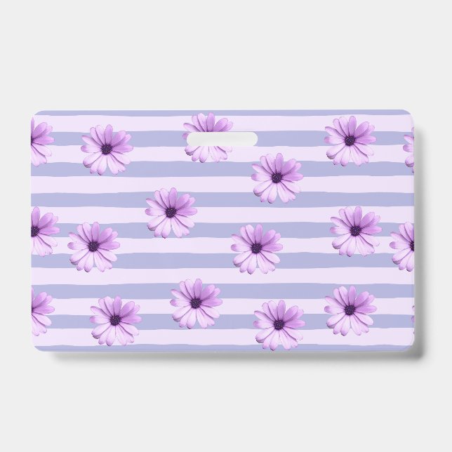 Blue and Purple Daisy Pattern Badge (Front)