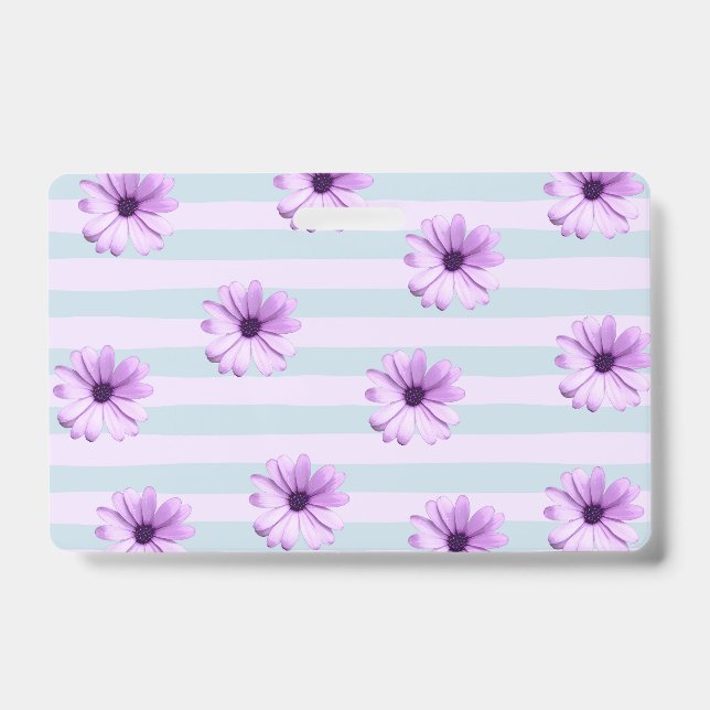 Blue and Purple Daisy Pattern Badge (Front)