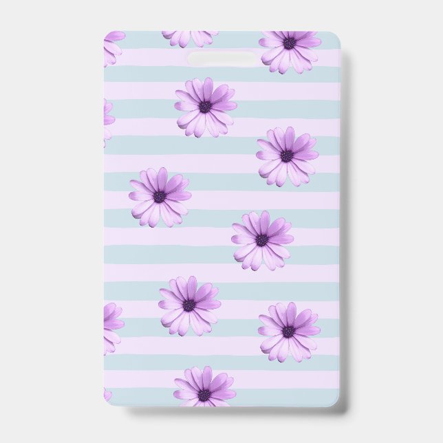 Blue and Purple Daisy Pattern Badge (Front)