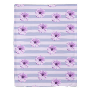 Blue and Purple Daisy Pattern Duvet Cover