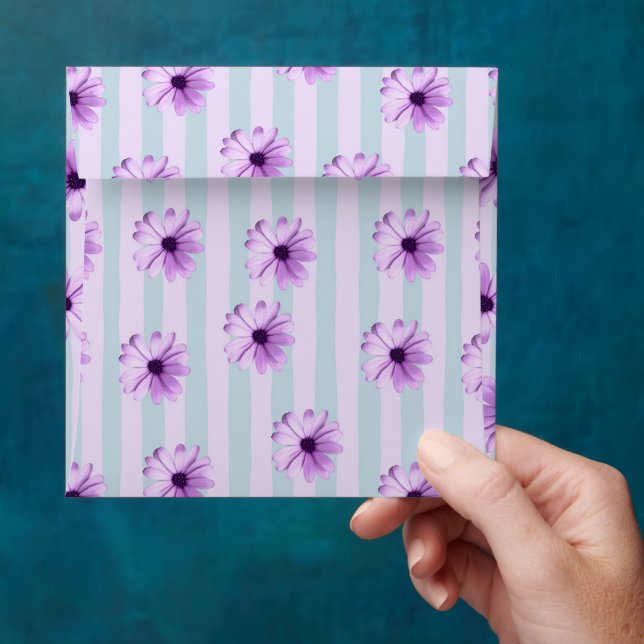 Blue and Purple Daisy Pattern Envelope (Hand)