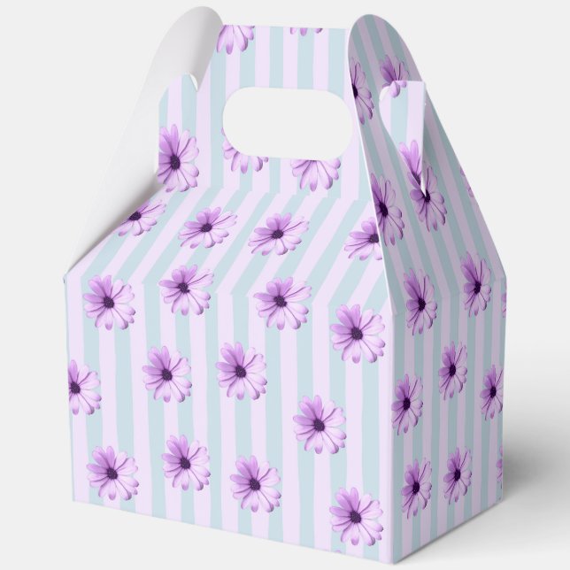 Blue and Purple Daisy Pattern Favor Boxes (Back)
