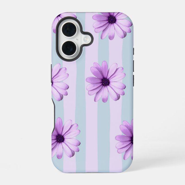 Blue and Purple Daisy Pattern Iphone Case (Back)