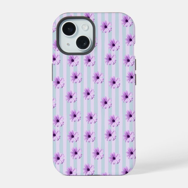 Blue and Purple Daisy Pattern Iphone Case (Back)