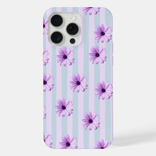 Blue and Purple Daisy Pattern Iphone Case (Back)