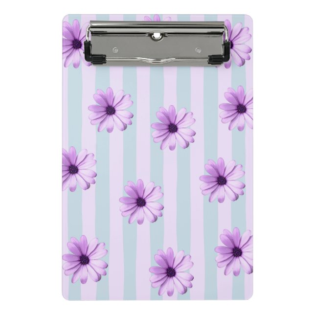 Blue and Purple Daisy Pattern Mini Clipboard (Front)