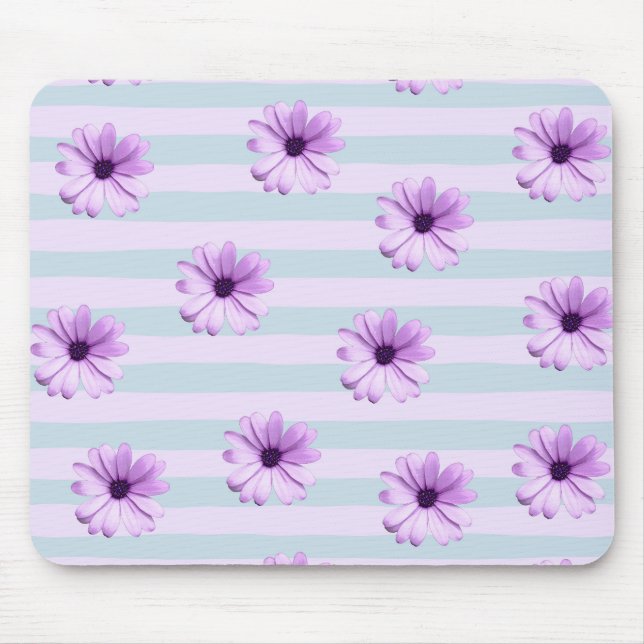Blue and Purple Daisy Pattern Mouse Pad (Front)