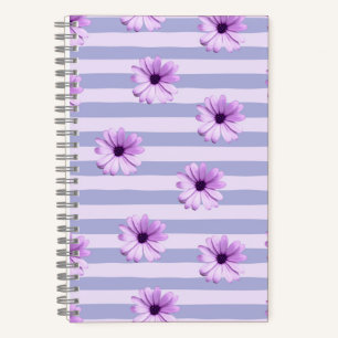 Blue and Purple Daisy Pattern Notebook