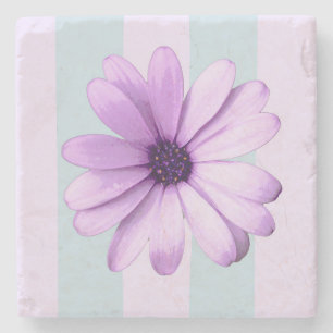 Blue and Purple Daisy Pattern Stone Coaster