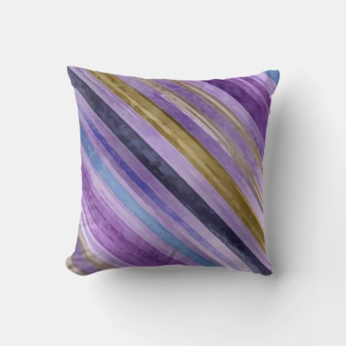 Blue and Purple Diaganol Stripe Throw Pillow