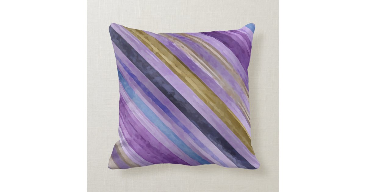 Blue and Purple Diaganol Stripe Throw Pillow Zazzle.com