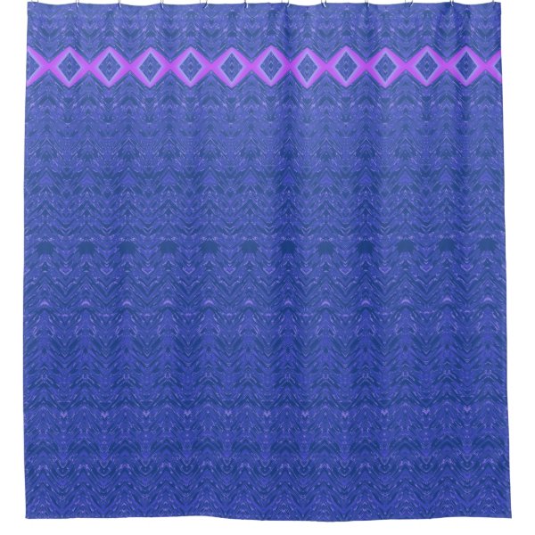 Blue and Purple Diamonds Abstract Damask Pattern Shower Curtain