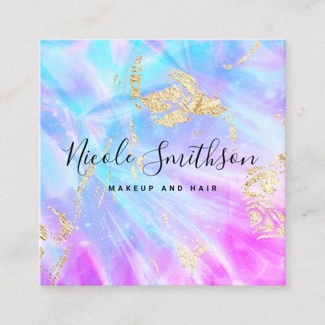 blue and purple digital background square business card (Front)