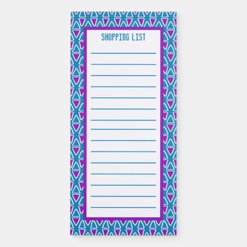 Blue and Purple Doodle Triangles Pattern Magnetic Notepad