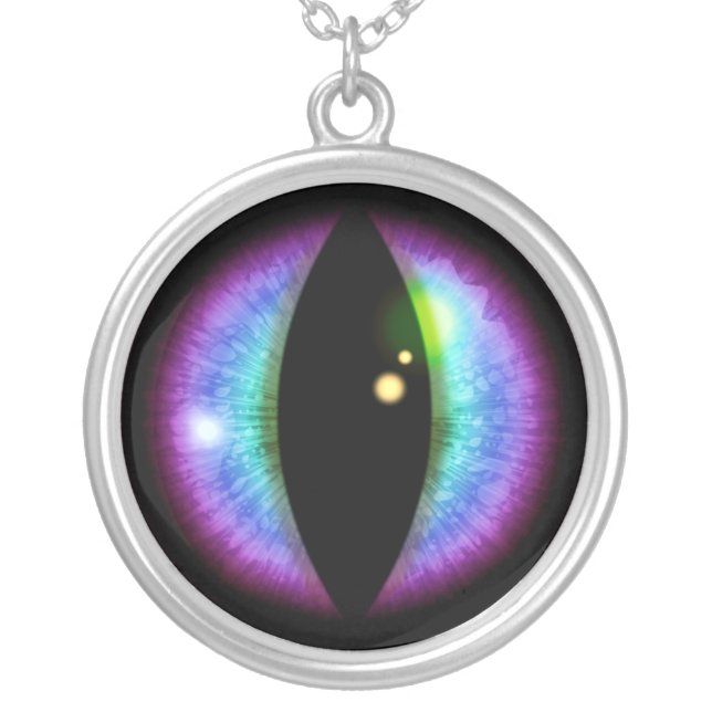 Blue and Purple Dragons Eye Silver Plated Necklace (Front)