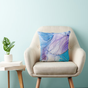 Blue and Purple Elegant Throw Pillow