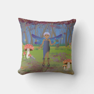 Blue and Purple Fairies in the Night Throw Pillow
