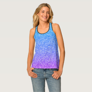 Blue and Purple Faux Glitter Texture Tank Top