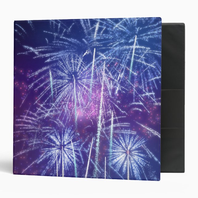 blue and purple firework 3 ring binder (Front/Inside)