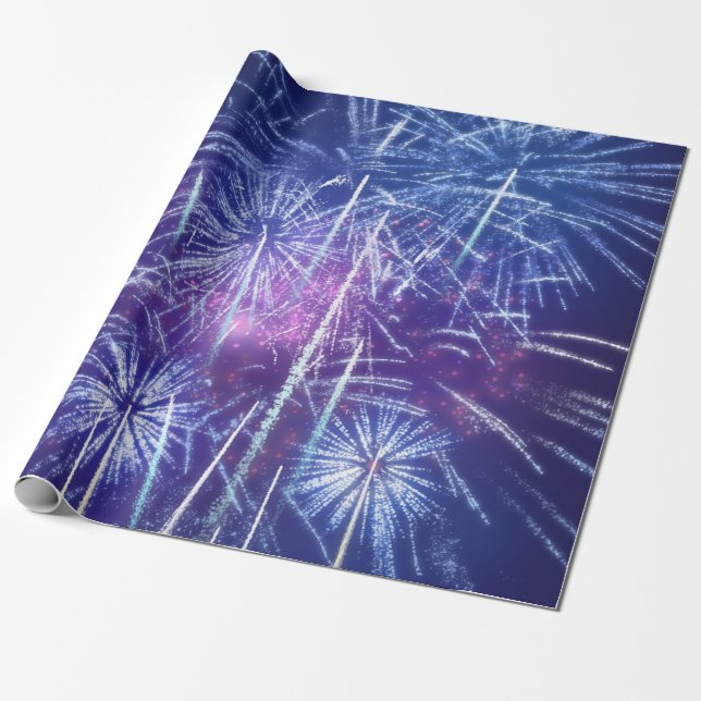 blue and purple firework wrapping paper (Unrolled)