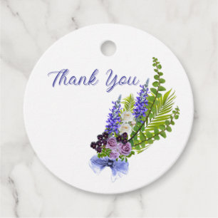 Blue and purple floral  favor tags