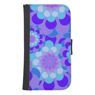 Blue and Purple Floral Samsung S4 Wallet Case