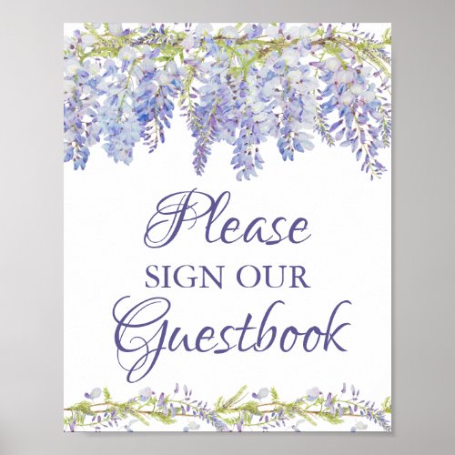 Blue and Purple Floral Sign Our Guestbook