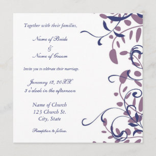 Blue and Purple Floral Wedding Invitation Cards