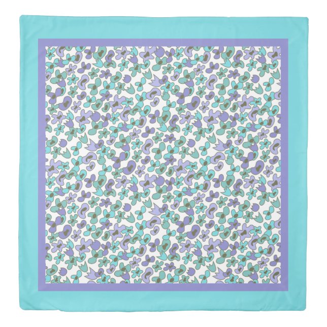 Blue and Purple Flowers Duvet Cover (Front)