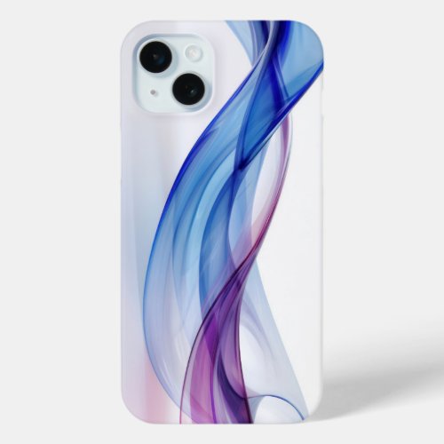 Blue and purple flowing forms iPhone 15 plus case