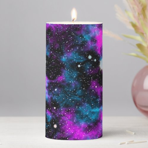 Blue and Purple Galaxy Celestial Pillar Candle