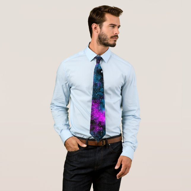 Blue and Purple Galaxy Cosmic Space Neck Tie (In Situ)