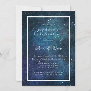 Blue and Purple Galaxy Space Wedding Invitation