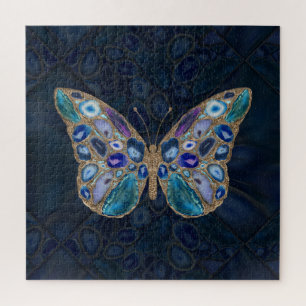 Blue and Purple Geodes Butterfly Jigsaw Puzzle
