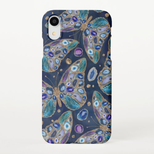 Blue and Purple Geodes Geometric Pattern iPhone XR Case