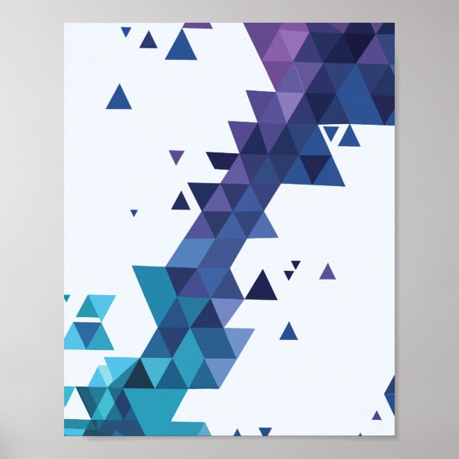 Blue and Purple Geometric Triangles Pattern Poster (Front)