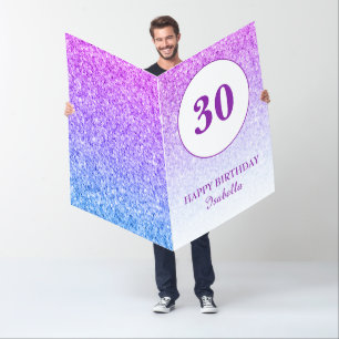 Blue And Purple Glitter 30th Birthday Card