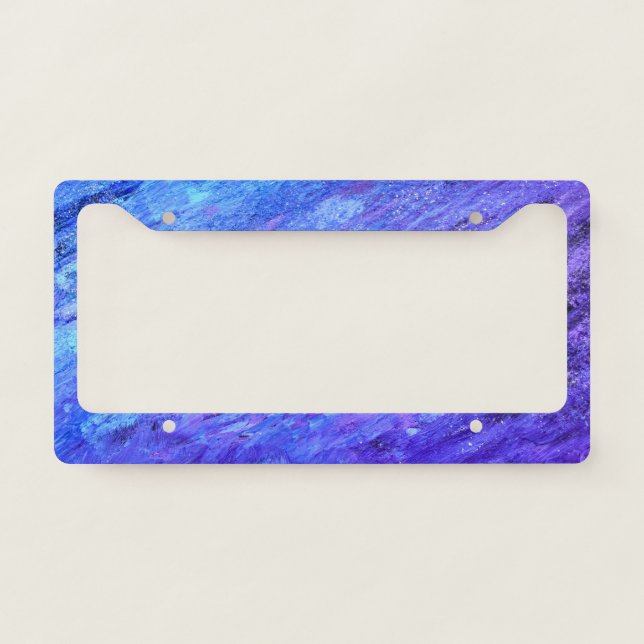 Blue and Purple Glitter Abstract License Plate Frame (Front)
