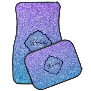 Blue And Purple Glitter Car Mat