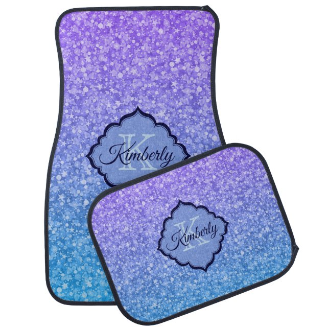 Blue And Purple Glitter Car Mat (Set)