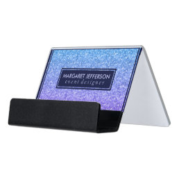 Blue And Purple Glitter Desk Business Card Holder