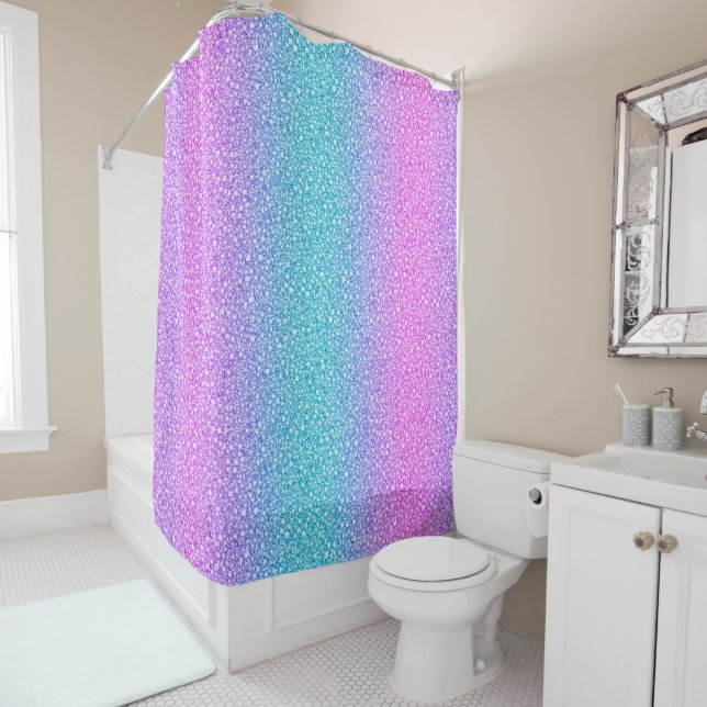 Blue And Purple Glitter Shower Curtain (In Situ)