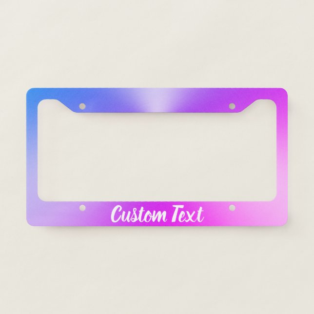 Blue and Purple Gradient with Elegant White Script License Plate Frame (Front)